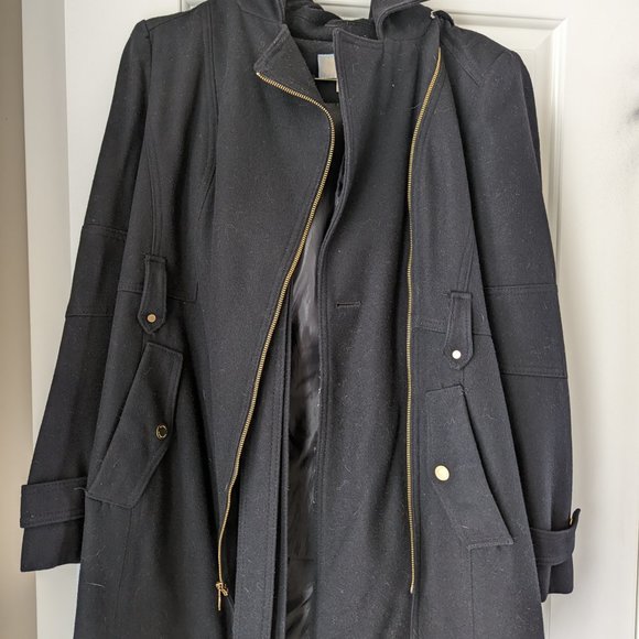 Michael Kors Wool Blend Asymmetrical Belted Coat - Picture 3 of 4